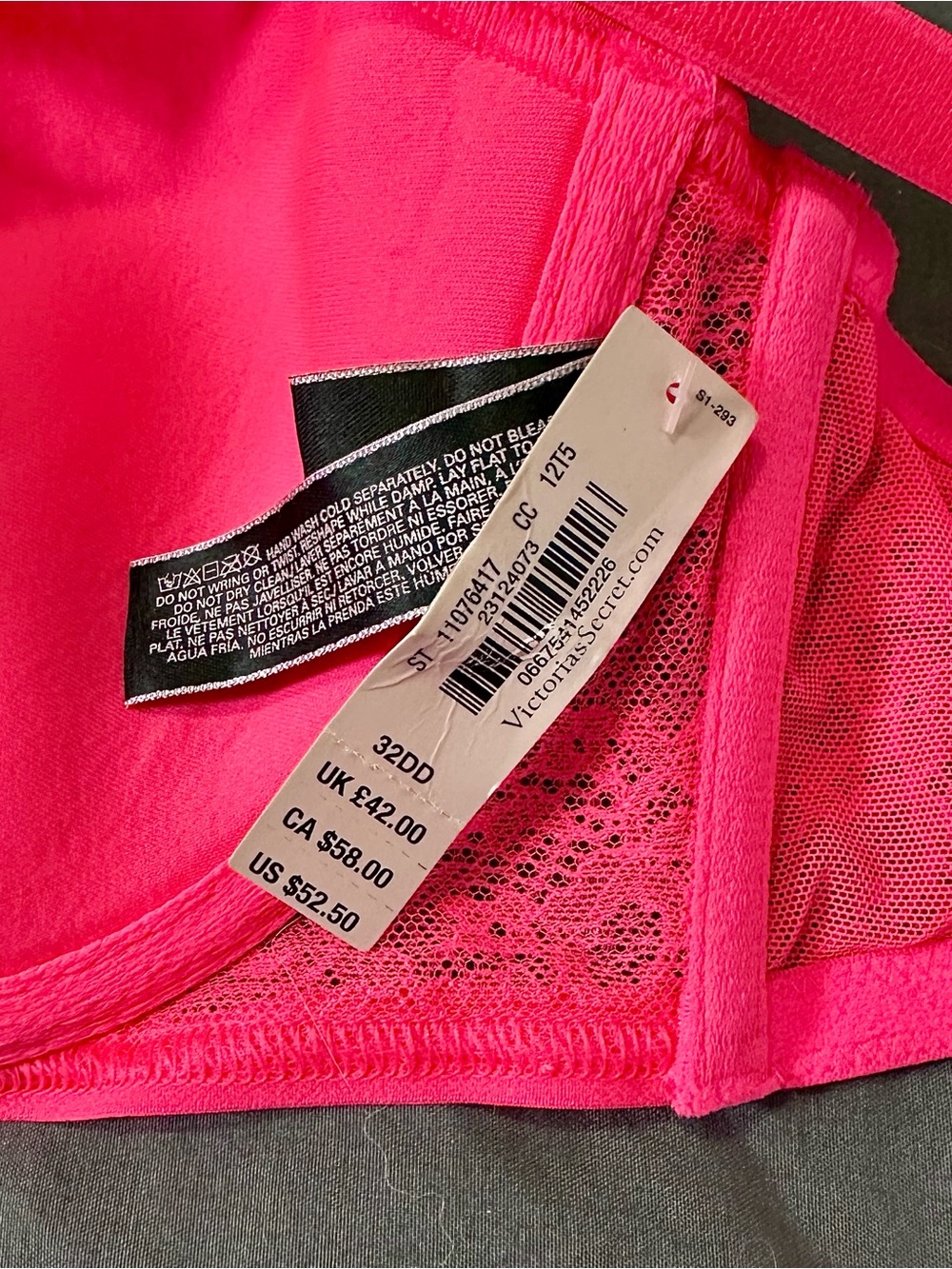 Victoria’s Secret Very Sexy Neon Pink Lace Bra & Panty Set 32DD Medium NWT Y2K - Picture 2 of 9
